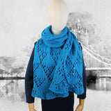 Foulard Blue tricoté à la main en alpaga et laine vue 1