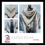 Plum shawl, hand knitted in alpaca wool