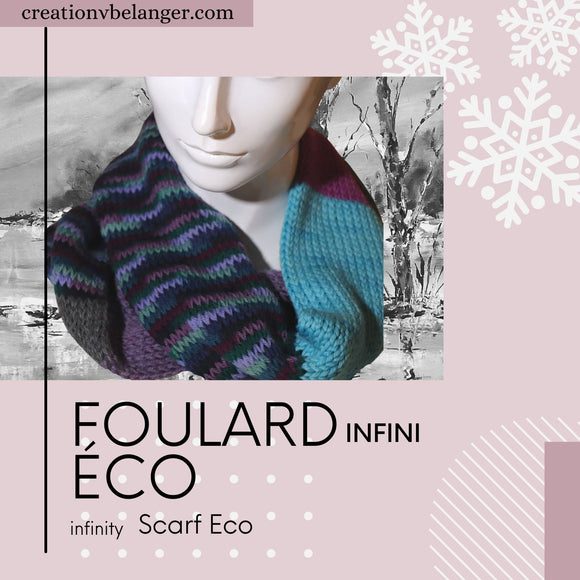 Foulard infini Éco tricoté à la main fait avec un ,mélanger de laine mérinos et alpaga