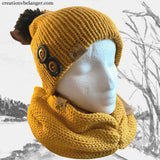 Tuque et foulard infini en laine et alpaga tricoté à la main collection tournesol vue 1