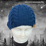 Indigo beanie, 2-4 years old, in wool and alpaca, hand-knitted