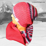 Tuque et foulard infini Red, fait à la main, en laine vue 1
