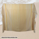 Serviettes de plage tissé à la main avec une fibre de coton jaune nuancé vue 1