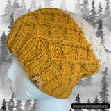 Tuque tricoté à la main Honey jaune et blanc vue 1