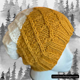 Tuque tricoté à la main Honey jaune et blanc vue 2