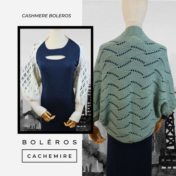 Cashmere boleros, hand knitted