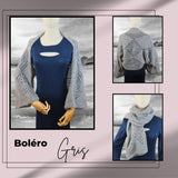 Bolero with flared sleeves, hand-knitted in curly alpaca