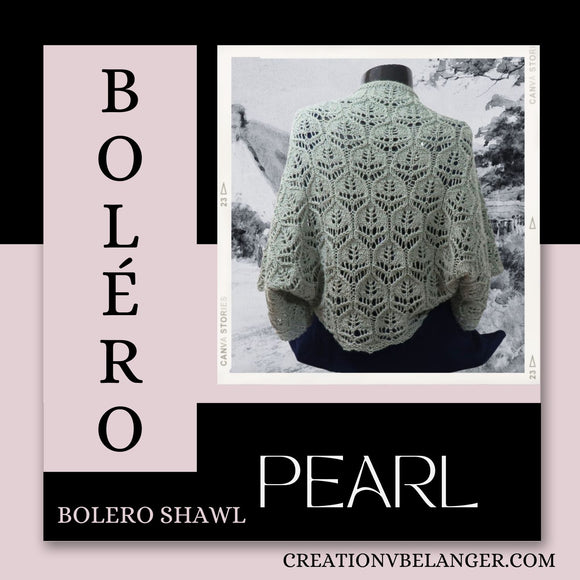 Pearl bolero, hand knitted in alpaca wool