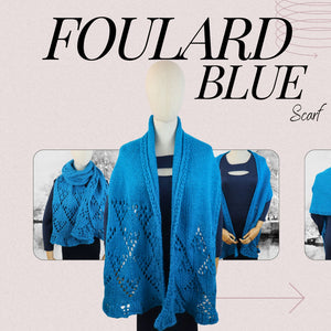 Foulard Blue tricoté à la main en alpaga et laine