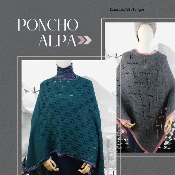 Alpa poncho, knitted with Alpaca and merino wool
