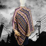 poncho Pink weave tricoté à la main en laine uve 1