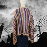 poncho Pink weave tricoté à la main en laine vue  4
