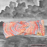 Bandeau tricoté à la main avec une laine teint a la main en mérinos vue 2