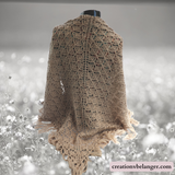Bohemian shawl, hand knitted in merino wool