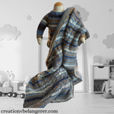 Chandail pour bébé ciel étoilé tricoté à la main en laine avec couverture assortie