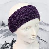 Prune set, headband and mittens hand knitted in merino wool