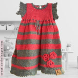 Robe pour bébé tricoté à la main en laine d'alpaga rose et gris vue 1