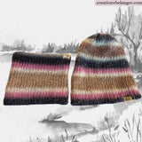 Tuque et cache-cou en laine tricoté à la main vue 2