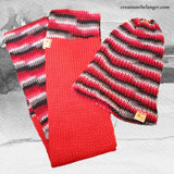 Tuque et foulard infini Red, fait à la main, en laine vue 3