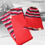 Tuque et foulard infini Red, fait à la main, en laine vue 4