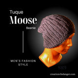Tuque Moose, tricotée à la main en laine mérinos