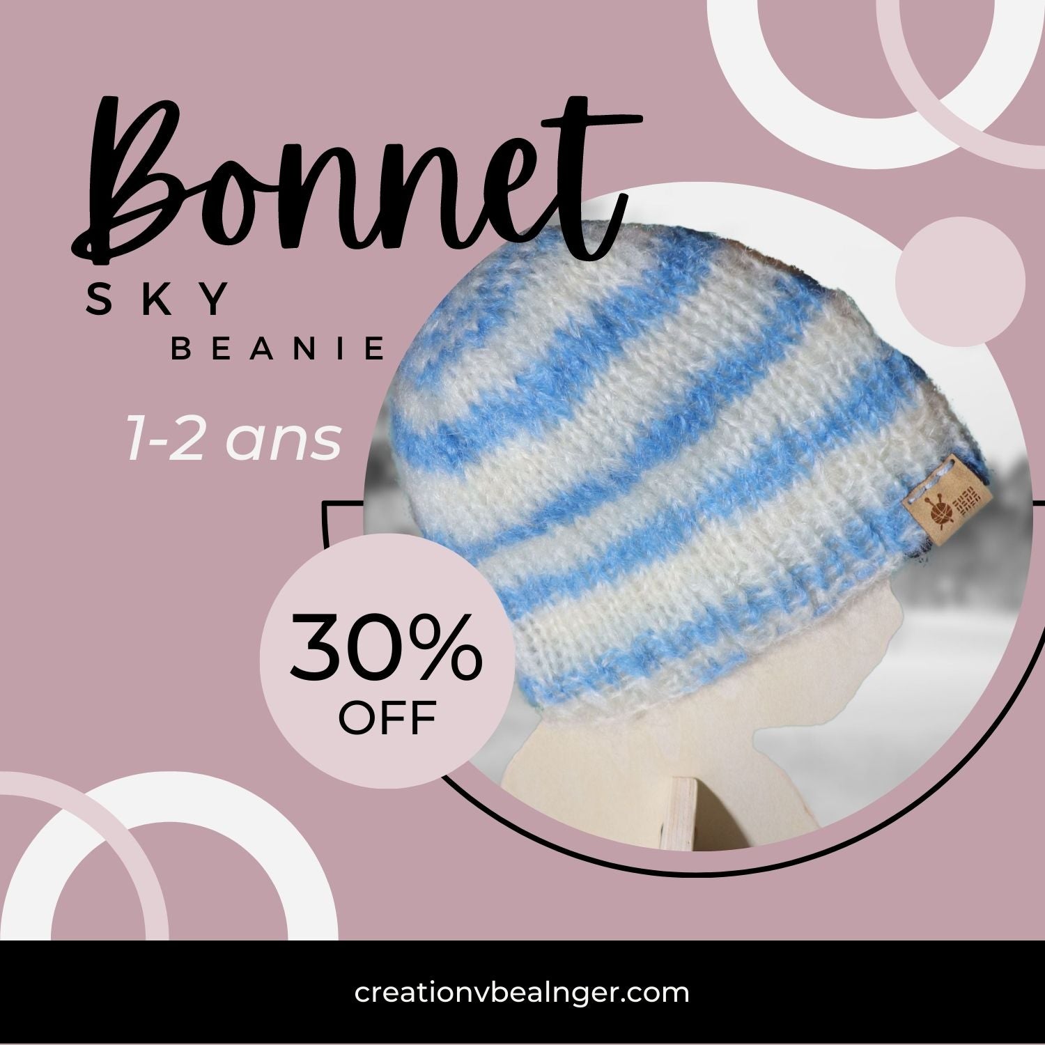 Bonnet Sky, 1-2 ans, tricotée à la main en mohair – CréationVBélanger