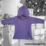 Chandail a capuche Violette tricoté à la main en laine et alpaga vue 1