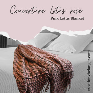 Pink Lotus blanket, handwoven in merino wool and alpaca