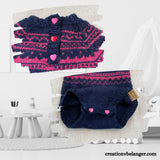 Grenouillère pour bébé tricoté à la main avec une laine mérinos et alpaga vue 4