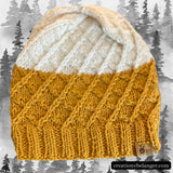 Tuque tricoté à la main Honey jaune et blanc vue 3